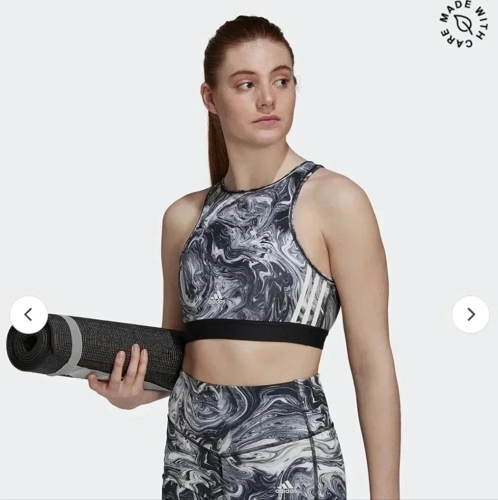 Adidas Aeroready Light Support Sports Bra women’s size M D-DD Black White